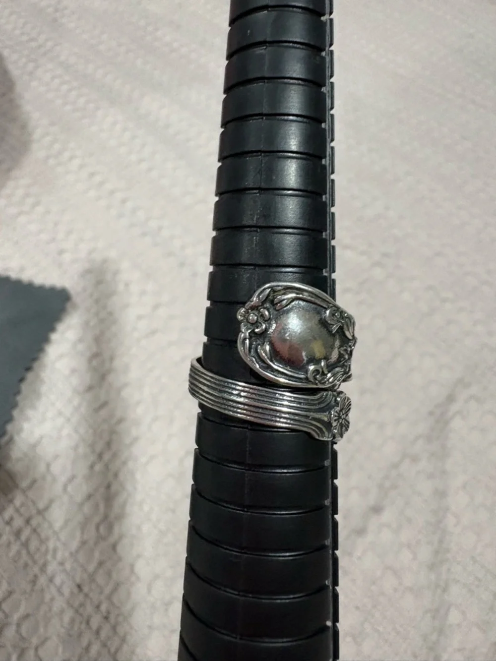 Vintage Sterling Silver Floral Spoon Ring - Adjustable - Picture 6 of 6